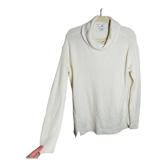 Vineyard vines cream knit cowl neck merino wool sweater - Picture 1 of 4